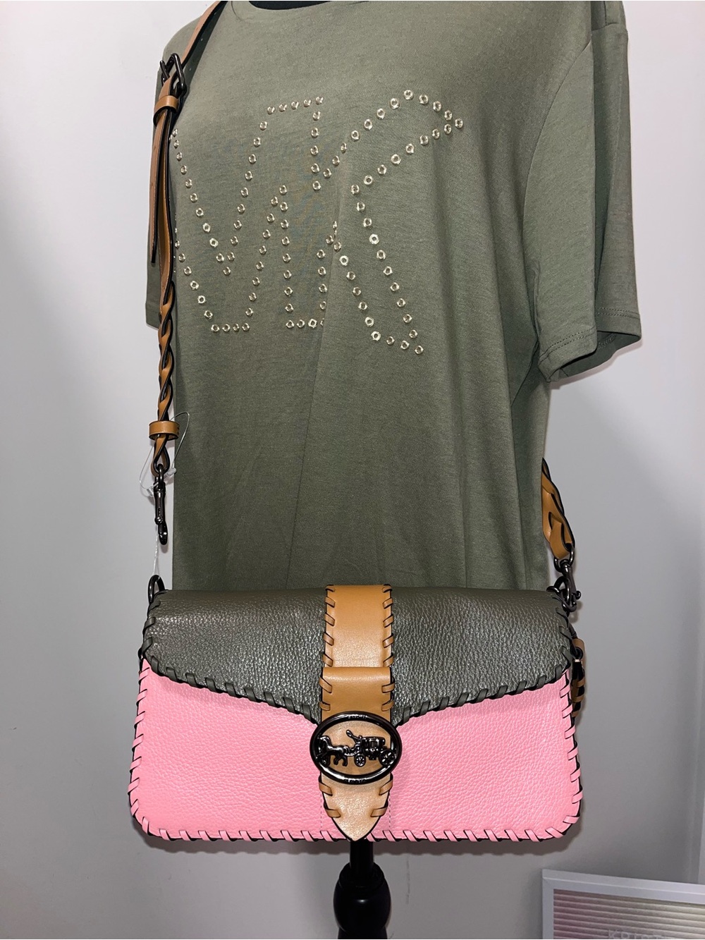 Coach Georgie Shoulder Bag In Colorblock With Whipstitch